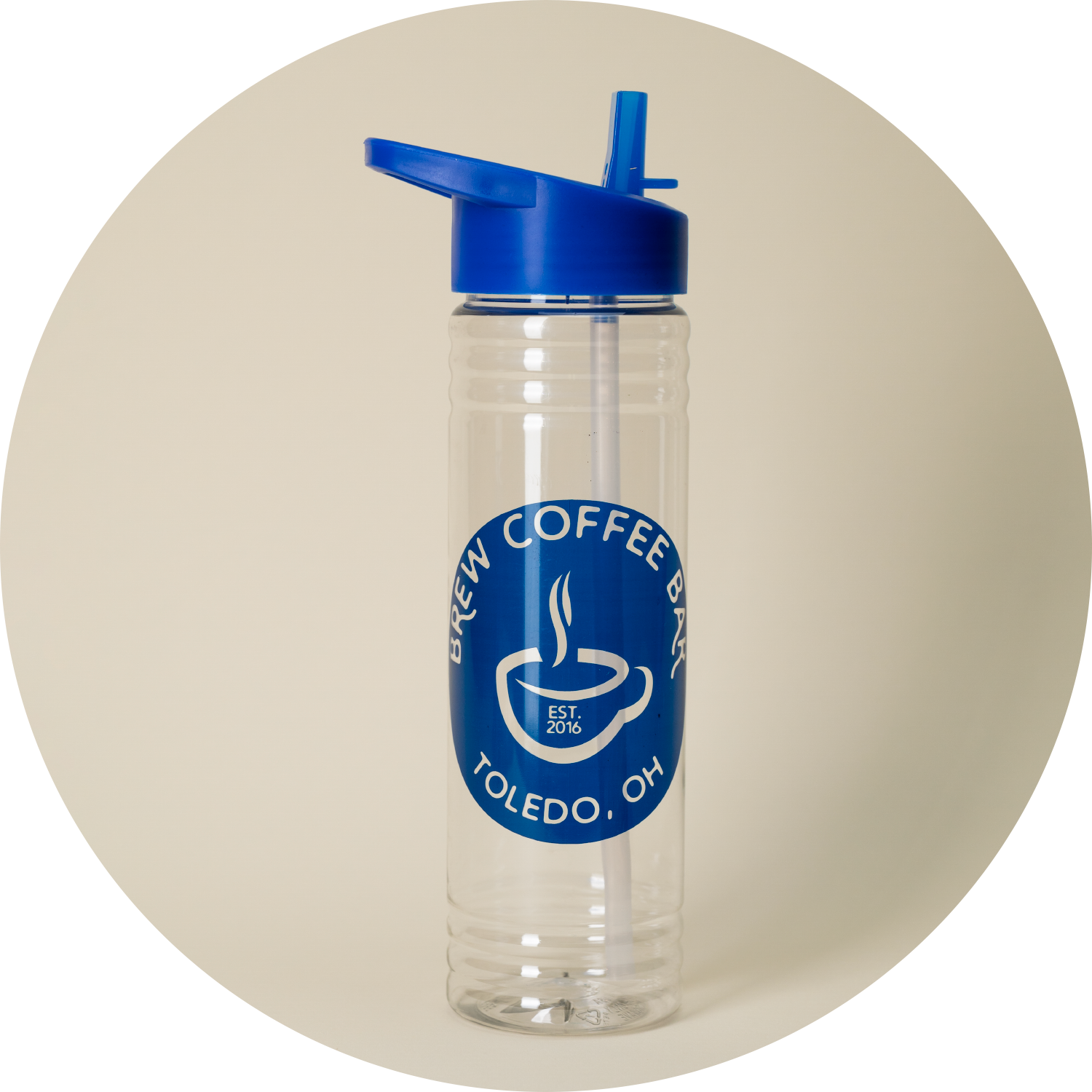 Reusable Water Bottle with Flip Straw 24oz - clear/royal